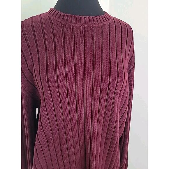 VTG Eddie Bauer Men’s Heritage Fisherman Knit Sweater XL Burgundy Crew Pullover - Picture 4 of 9